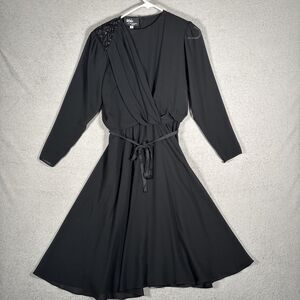 Vintage Ursula Of Switzerland‎ Size P 10 Chiffon Cocktail Dress Embellished Midi
